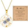 image:imageAUNTESIGN ForgetMeNot and Queen Annes Lace Pressed Wildflower Necklace  Birth Month Flowers Necklace  GoldSilver Pressed Flower Jewelry  Mothers Day  Gift For HerForgetMeNot Necklace with CardBest Friend