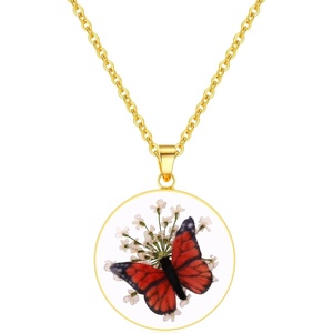 image:imageAUNTESIGN Butterfly Necklace  Pressed Wildflower Necklace  Resin Necklace  Personalized  Handmand Pressed  Easter Gift for Women Monarch Butterfly Necklace