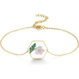 image:imageAUNTESIGN ForgetMeNot Pressed Wildflower Bracelet  Pressed Flower Bracelet  GoldSilver Pressed Flower Jewelry  Personalized Handmade Jewelry  Gift For WomenLily of the valley Bracelet