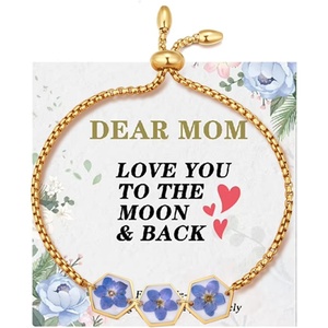 image:imageAUNTESIGN ForgetMeNot Pressed Wildflower Bracelet  Pressed Flower Bracelet  GoldSilver Pressed Flower Jewelry  Personalized Handmade Jewelry  Gift For WomenForgetMeNot BraceletFor Mom