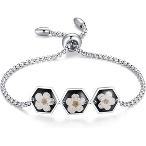 image:imageAUNTESIGN ForgetMeNot Pressed Wildflower Bracelet  Pressed Flower Bracelet  GoldSilver Pressed Flower Jewelry  Personalized Handmade Jewelry  Gift For WomenDaffodil Adjustable Bracelet