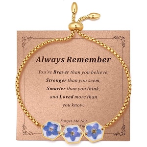 image:imageAUNTESIGN ForgetMeNot Pressed Wildflower Bracelet  Pressed Flower Bracelet  GoldSilver Pressed Flower Jewelry  Personalized Handmade Jewelry  Gift For WomenForgetMeNot Friendship BraceletsAlways Remember