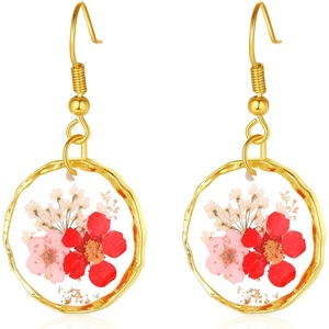 image:imageAUNTESIGN ForgetMeNot and Queen Annes Lace Pressed Wildflower Earrings  Pressed Flower Jewelry  Handmade Drop and Dangle Earrings  Mothers Day  Gift for WomanRound Spirea and Lace Earrings