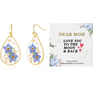 image:imageAUNTESIGN ForgetMeNot and Queen Annes Lace Pressed Wildflower Earrings  Pressed Flower Jewelry  Handmade Drop and Dangle Earrings  Mothers Day  Gift for WomanForgetMeNot EarringsFor Mom