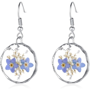 image:imageAUNTESIGN ForgetMeNot and Queen Annes Lace Pressed Wildflower Earrings  Pressed Flower Jewelry  Handmade Drop and Dangle Earrings  Mothers Day  Gift for WomanRound ForgetMeNot Earrings