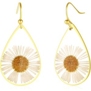 image:imageAUNTESIGN ForgetMeNot and Queen Annes Lace Pressed Wildflower Earrings  Pressed Flower Jewelry  Handmade Drop and Dangle Earrings  Mothers Day  Gift for WomanDaisy Earrings