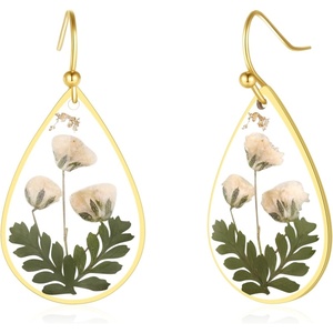 image:imageAUNTESIGN ForgetMeNot and Queen Annes Lace Pressed Wildflower Earrings  Pressed Flower Jewelry  Handmade Drop and Dangle Earrings  Mothers Day  Gift for WomanBabys Breath Earrings