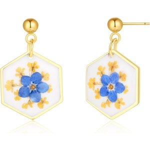 image:imageAUNTESIGN ForgetMeNot and Queen Annes Lace Pressed Wildflower Earrings  Pressed Flower Jewelry  Handmade Drop and Dangle Earrings  Mothers Day  Gift for WomanForgetMeNot Stud Earrings