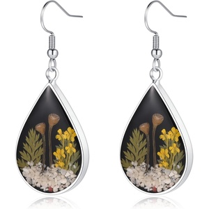 image:imageAUNTESIGN ForgetMeNot and Queen Annes Lace Pressed Wildflower Earrings  Pressed Flower Jewelry  Handmade Drop and Dangle Earrings  Mothers Day  Gift for WomanMushroom Earrings
