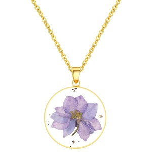 image:imageAUNTESIGN ForgetMeNot and Queen Annes Lace Pressed Wildflower Necklace  Birth Month Flowers Necklace  GoldSilver Pressed Flower Jewelry  Mothers Day  Gift For HerLarkspur NecklaceJuly Birth Flower