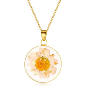image:imageAUNTESIGN ForgetMeNot and Queen Annes Lace Pressed Wildflower Necklace  Birth Month Flowers Necklace  GoldSilver Pressed Flower Jewelry  Mothers Day  Gift For HerNatural Daisy NecklaceApril Birth Flower