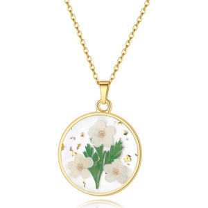 image:imageAUNTESIGN ForgetMeNot and Queen Annes Lace Pressed Wildflower Necklace  Birth Month Flowers Necklace  GoldSilver Pressed Flower Jewelry  Mothers Day  Gift For HerLily of the Valley NecklaceMay birth flower