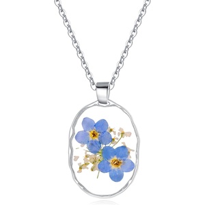 image:imageAUNTESIGN ForgetMeNot and Queen Annes Lace Pressed Wildflower Necklace  Birth Month Flowers Necklace  GoldSilver Pressed Flower Jewelry  Mothers Day  Gift For HerSilver ForgetMeNot Necklace
