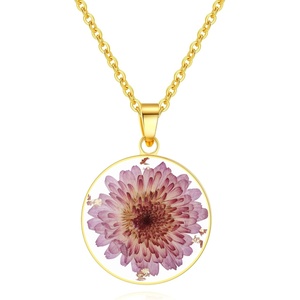 image:imageAUNTESIGN ForgetMeNot and Queen Annes Lace Pressed Wildflower Necklace  Birth Month Flowers Necklace  GoldSilver Pressed Flower Jewelry  Mothers Day  Gift For HerNovember Birth Month Necklace