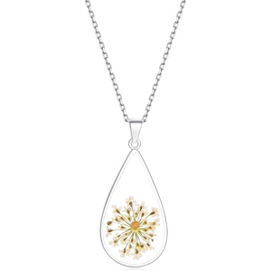 image:imageAUNTESIGN ForgetMeNot and Queen Annes Lace Pressed Wildflower Necklace  Birth Month Flowers Necklace  GoldSilver Pressed Flower Jewelry  Mothers Day  Gift For Her925 Sterling Silver Mustard Seed Necklace