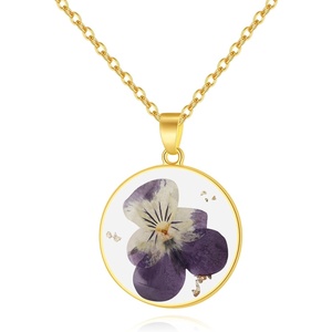 image:imageAUNTESIGN ForgetMeNot and Queen Annes Lace Pressed Wildflower Necklace  Birth Month Flowers Necklace  GoldSilver Pressed Flower Jewelry  Mothers Day  Gift For HerPansy NecklaceFebruary Birth Flower