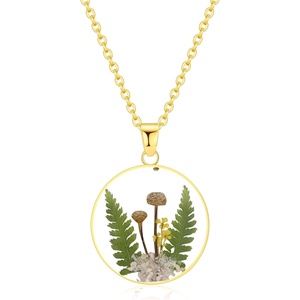 image:imageAUNTESIGN ForgetMeNot and Queen Annes Lace Pressed Wildflower Necklace  Birth Month Flowers Necklace  GoldSilver Pressed Flower Jewelry  Mothers Day  Gift For HerMushroom Necklace