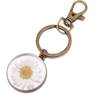 image:imageAUNTESIGN Pressed Flower Keychain Charms  ForgetMeNot Keychain  Personalized Handmade Keychain  Easter Gifts for HerNatural Daisy Pressed Wildflower Keychain